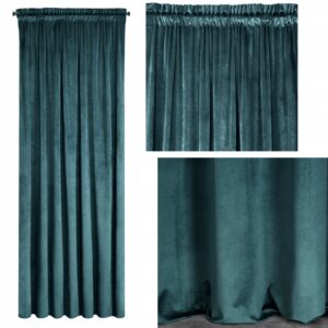 Mięciutka zasłona welwetowa taśma 140x270 ciemno niebieska