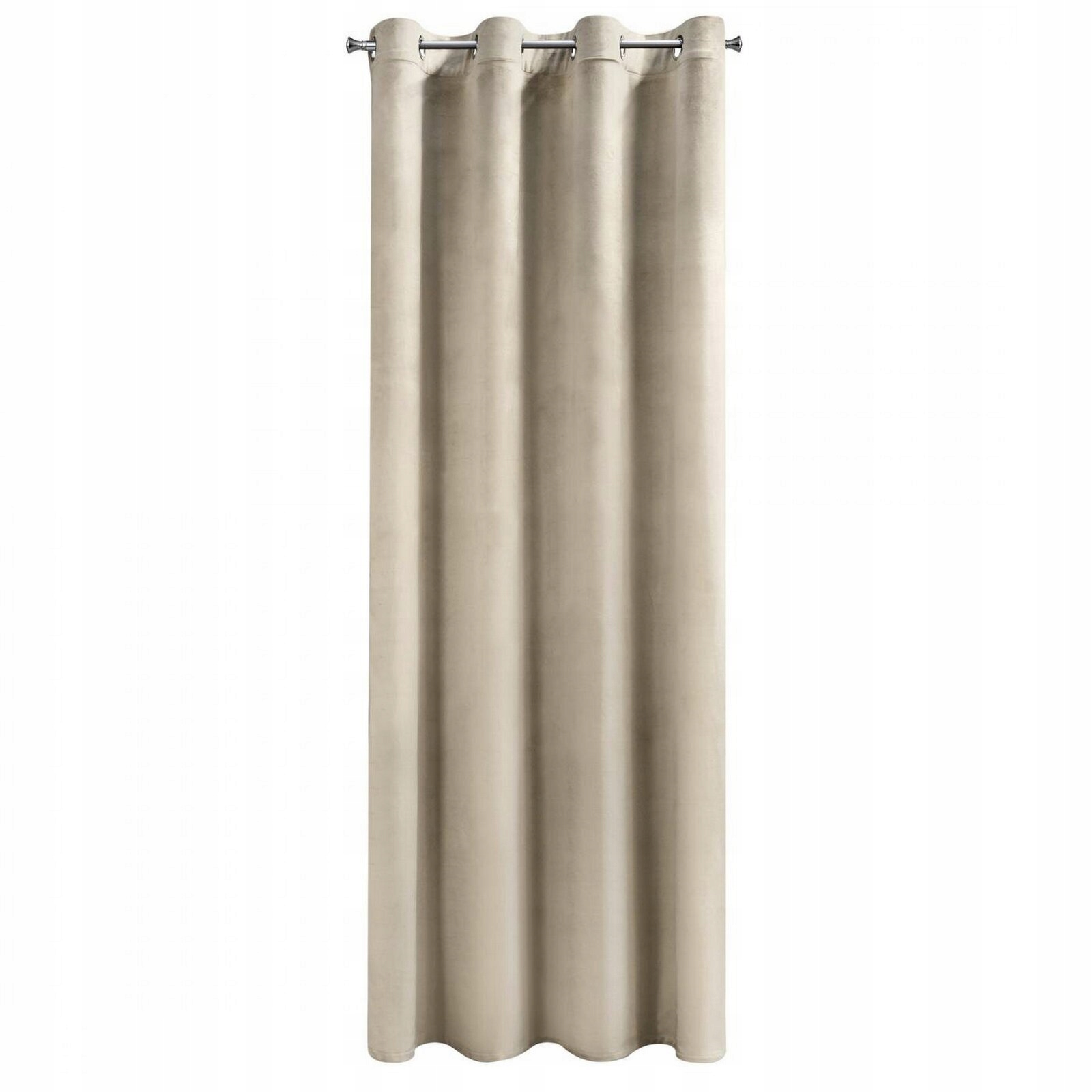 Mięciutka zasłona welwetowa kółka 140x250 j.beż - obrazek 4