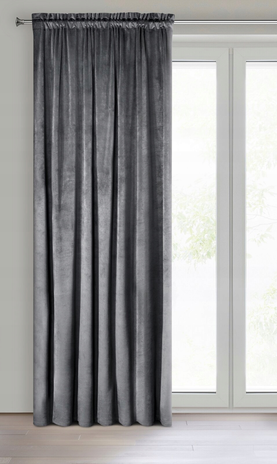 Mięciutka zasłona welwetowa taśma 140x270 grafit - obrazek 13