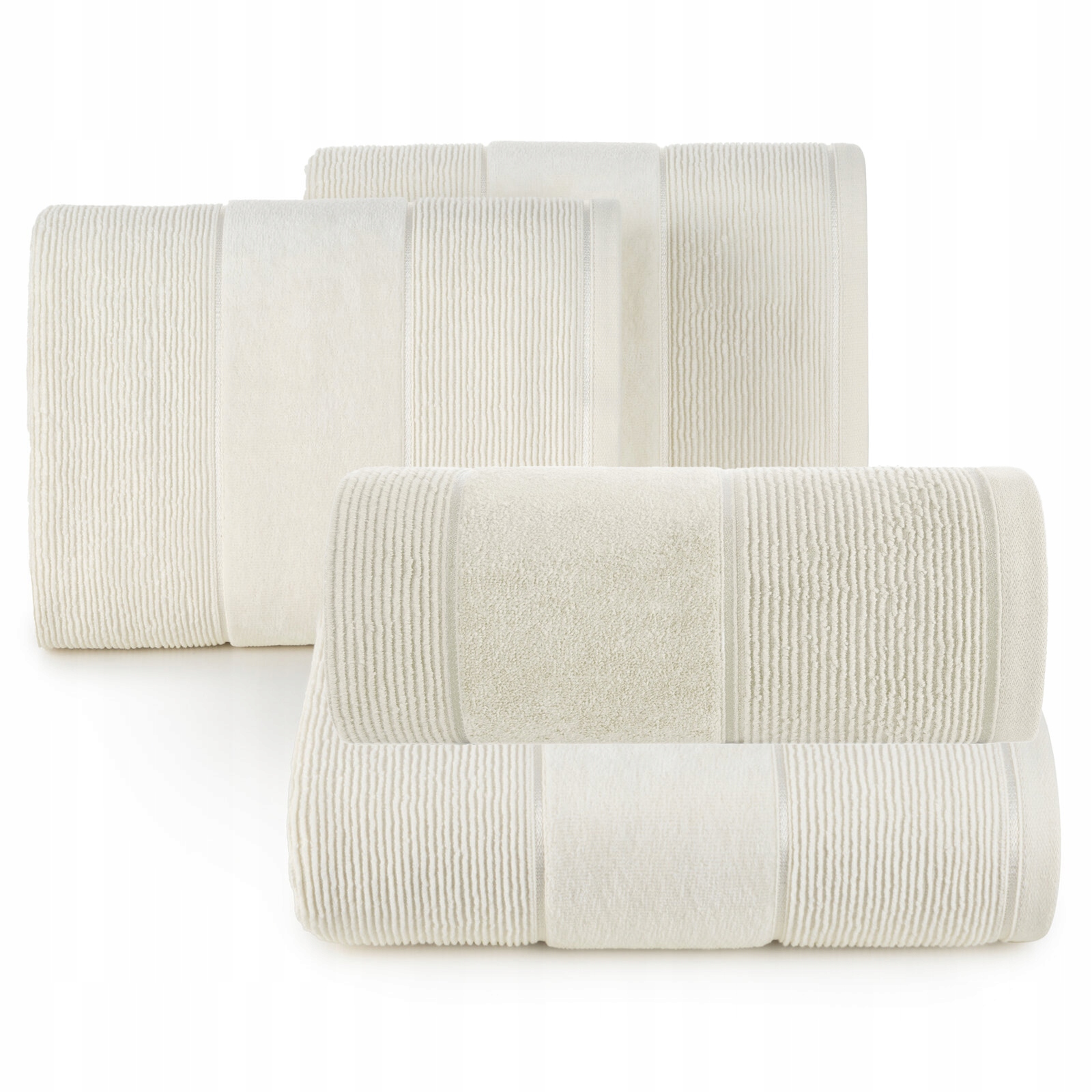 Ręcznik kąpielowy bawełna miękki chłonny krem zestaw 4 szt prezent - obrazek 4