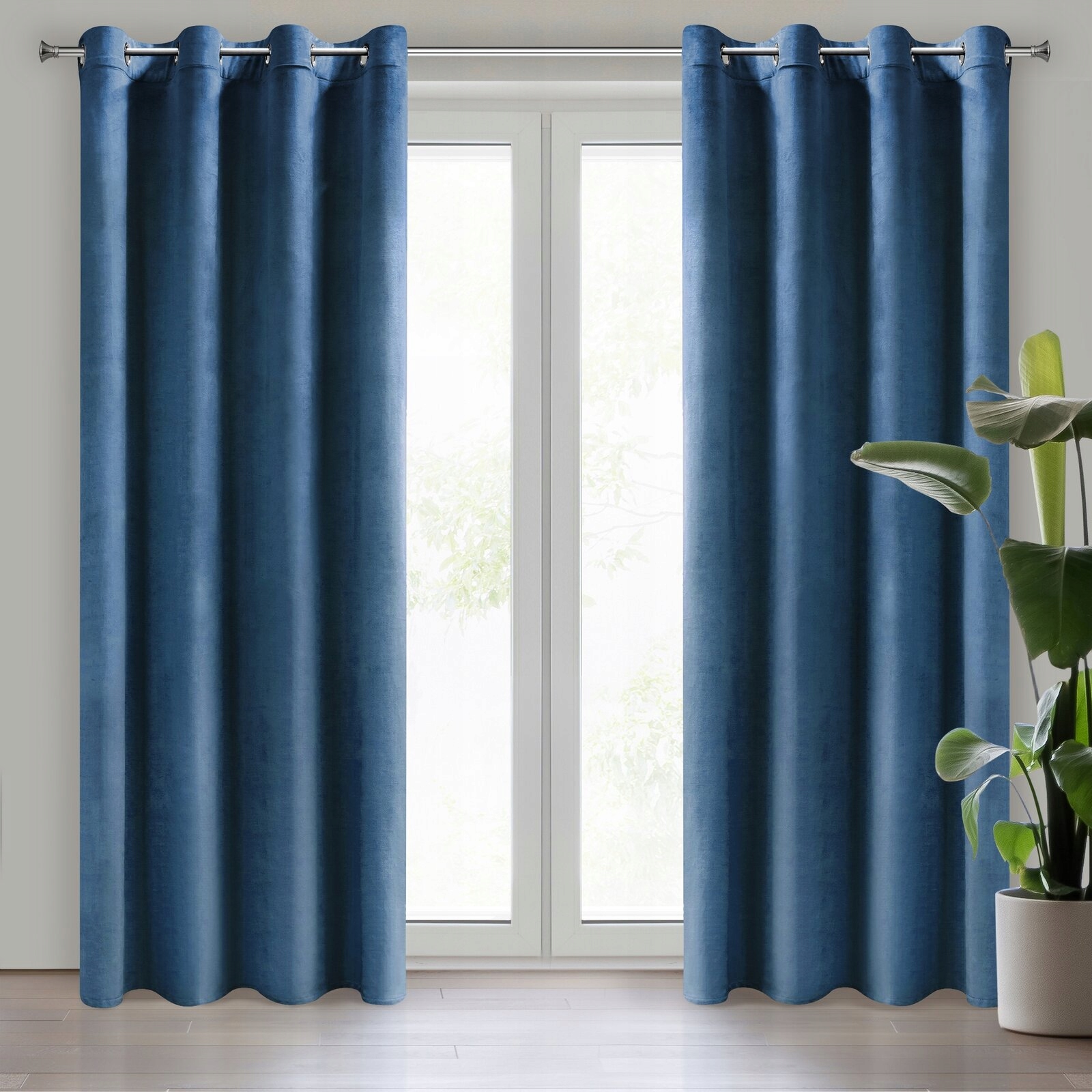 Mięciutka zasłona welwetowa kółka 140x250 granat - obrazek 11