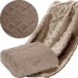 Prezent Mięciutki koc narzuta 150 cm x 200 gruby 260GSM beż