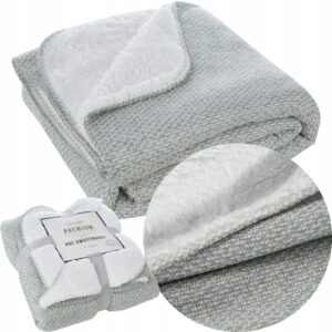 Koc narzuta dwustronny PREMIUM 200 x 150cm srebrny