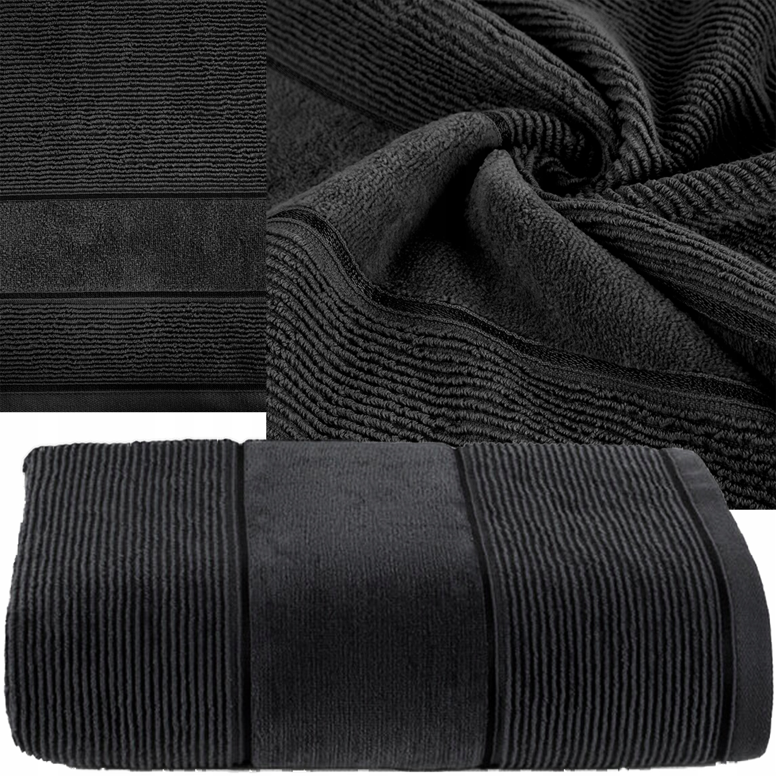 Ręcznik kąpielowy 70x140cm 500 gsm bawełna miękki chłonny czarny - obrazek 4