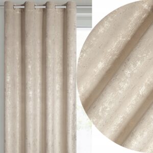 Zasłona 140X250 beżowa welwetowa z nadrukiem przelotka