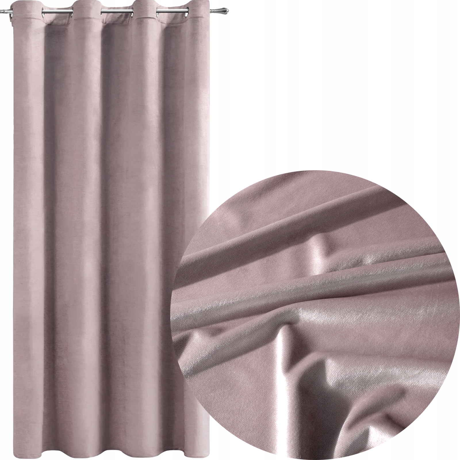 Nowoczesna zasłona welwetowa w przelotkę 140x250 puder - obrazek 4