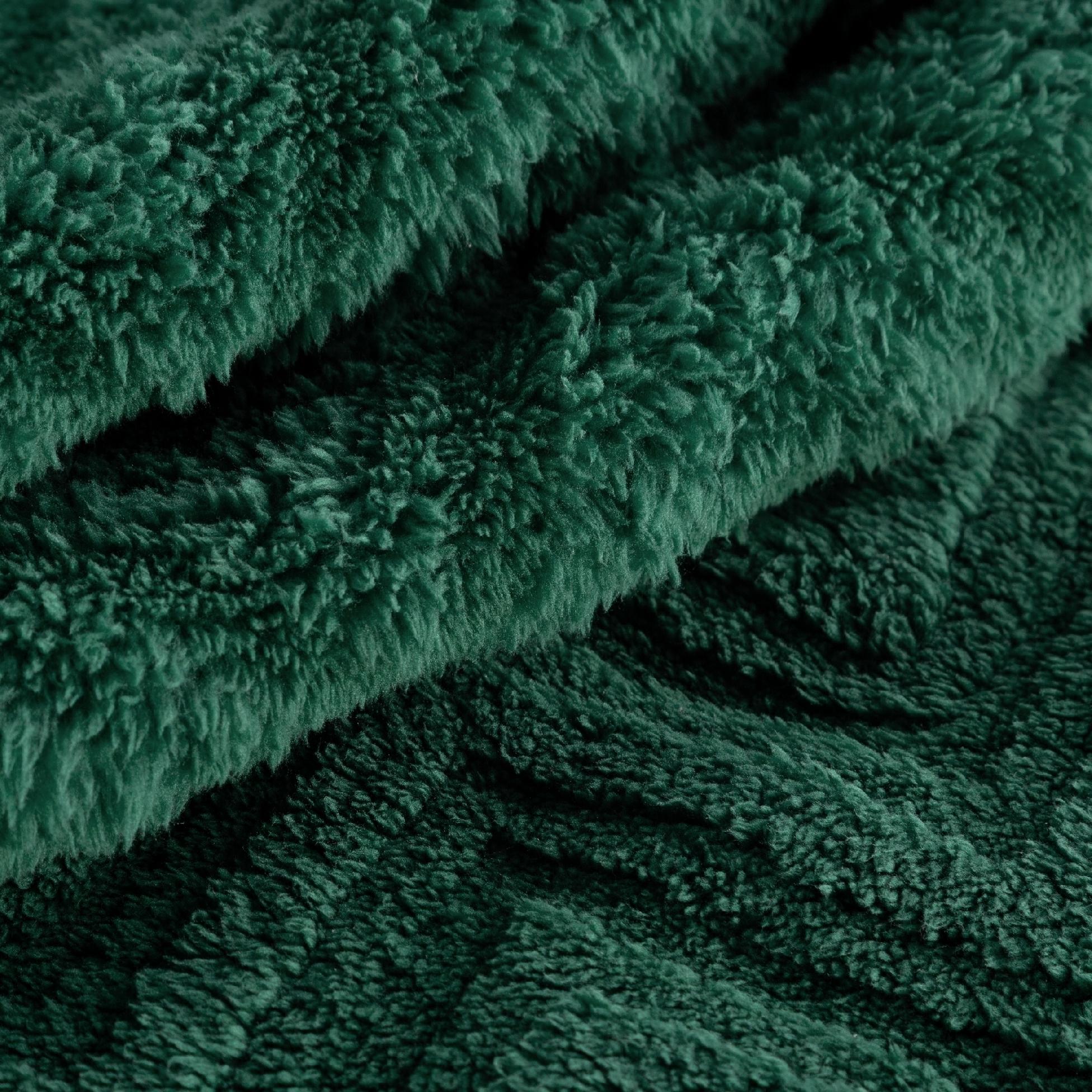 Koc narzuta 200x220 gruby mięciutki puszysty jodełka ciemny zielony - obrazek 14