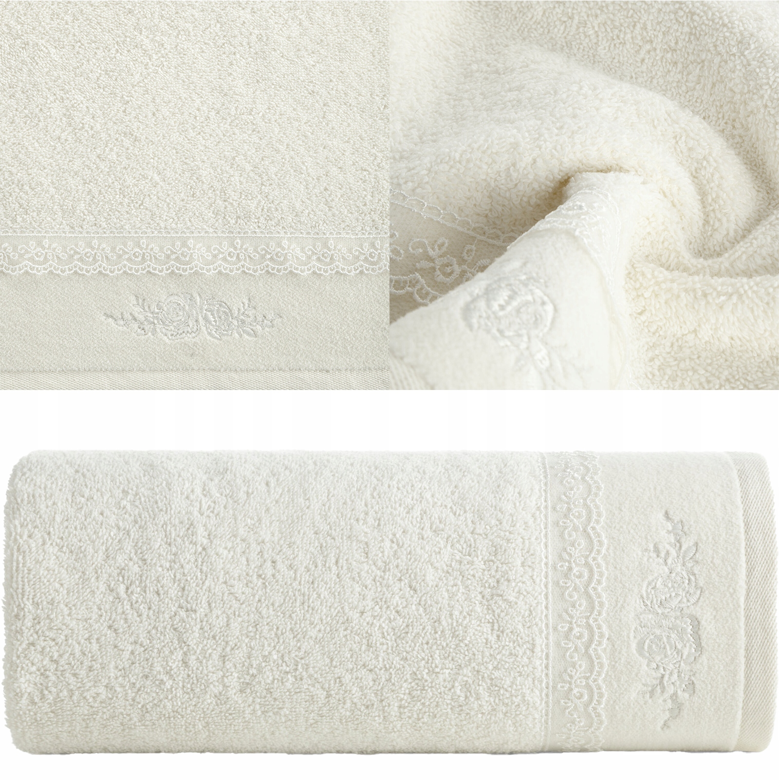 Piękny mięciutki ręcznik kąpielowy bawełna 30x50 krem prezent ślub rocznica - obrazek 9