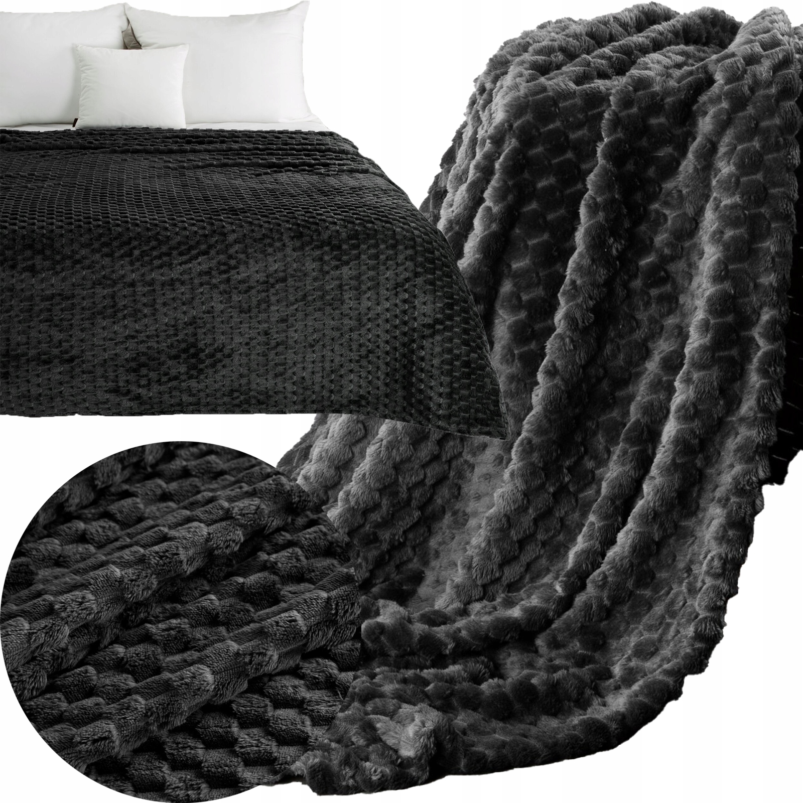 Koc narzuta 200 cm x 220 cm bardzo miękki w dotyku z efektem 3d - obrazek 5