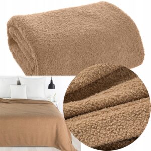 Koc narzuta do sypialni 200 cm x 220 beż prezent