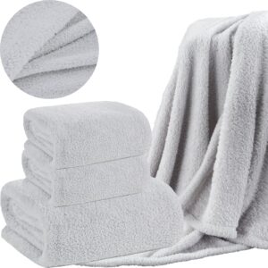 ZESTAW 170x210 + 2 x 70x160 Mięciutki koc narzuta SREBRNY