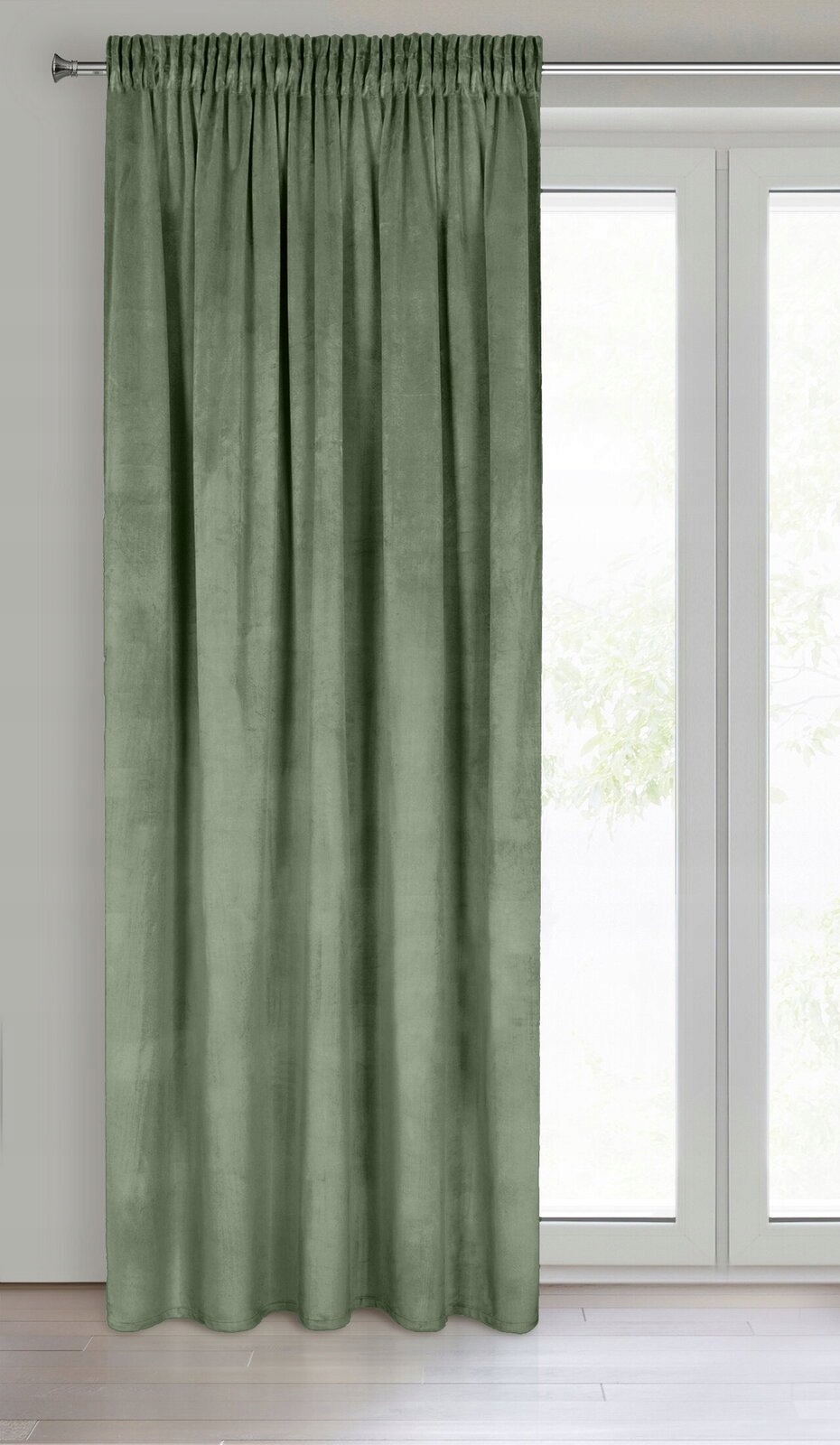 Mięciutka zasłona welwetowa taśma 140x270 oliwka - obrazek 3