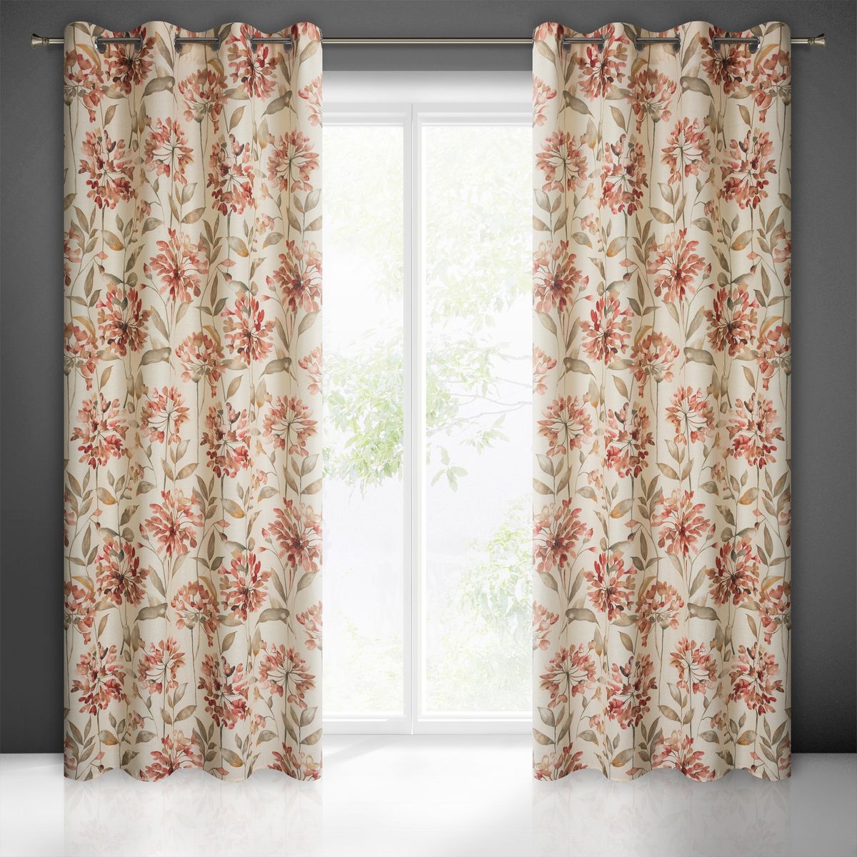 ZASŁONA GOTOWA KWIATY 140X250 PRZELOTKI NATURALNY - obrazek 12