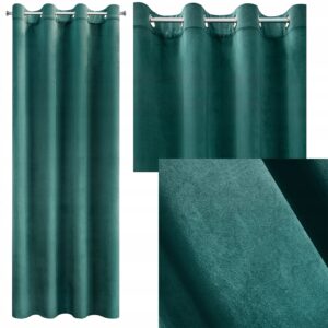 Mięciutka zasłona welwetowa kółka 140x250 ciemny turkus