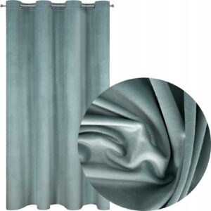 Nowoczesna zasłona welwetowa w przelotkę 140x250 szałwia