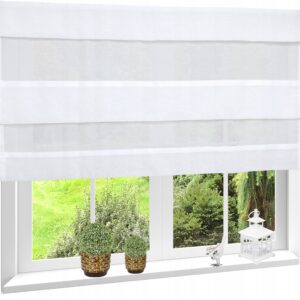 NOWOCZESNA FIRANA GOTOWA PANEL ROLETA BIAŁA ETAMINA 220x130