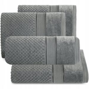 KOMPLET RĘCZNIKI KĄPIELOWE 4x SZTUK PREZENT 500gsm STALOWY