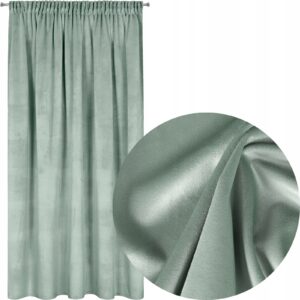 Nowoczesna zasłona welwetowa w taśmę 140x270 j.mięta