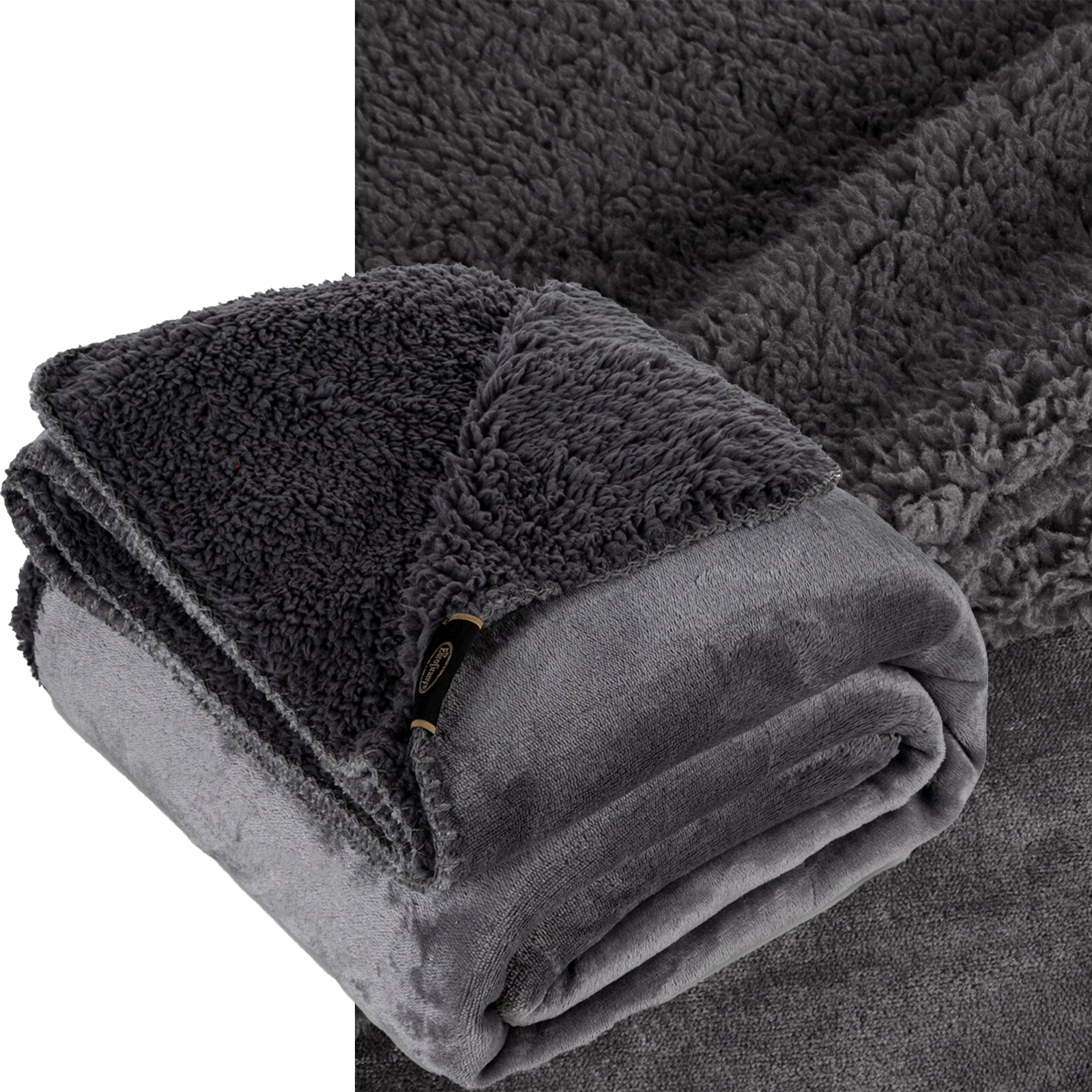 Koc narzuta dwustronny PREMIUM 170 x 210cm stalowy - obrazek 7