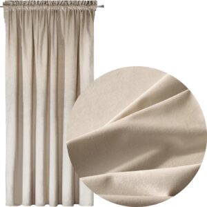 Nowoczesna zasłona welwetowa w taśmę 140x270 beż