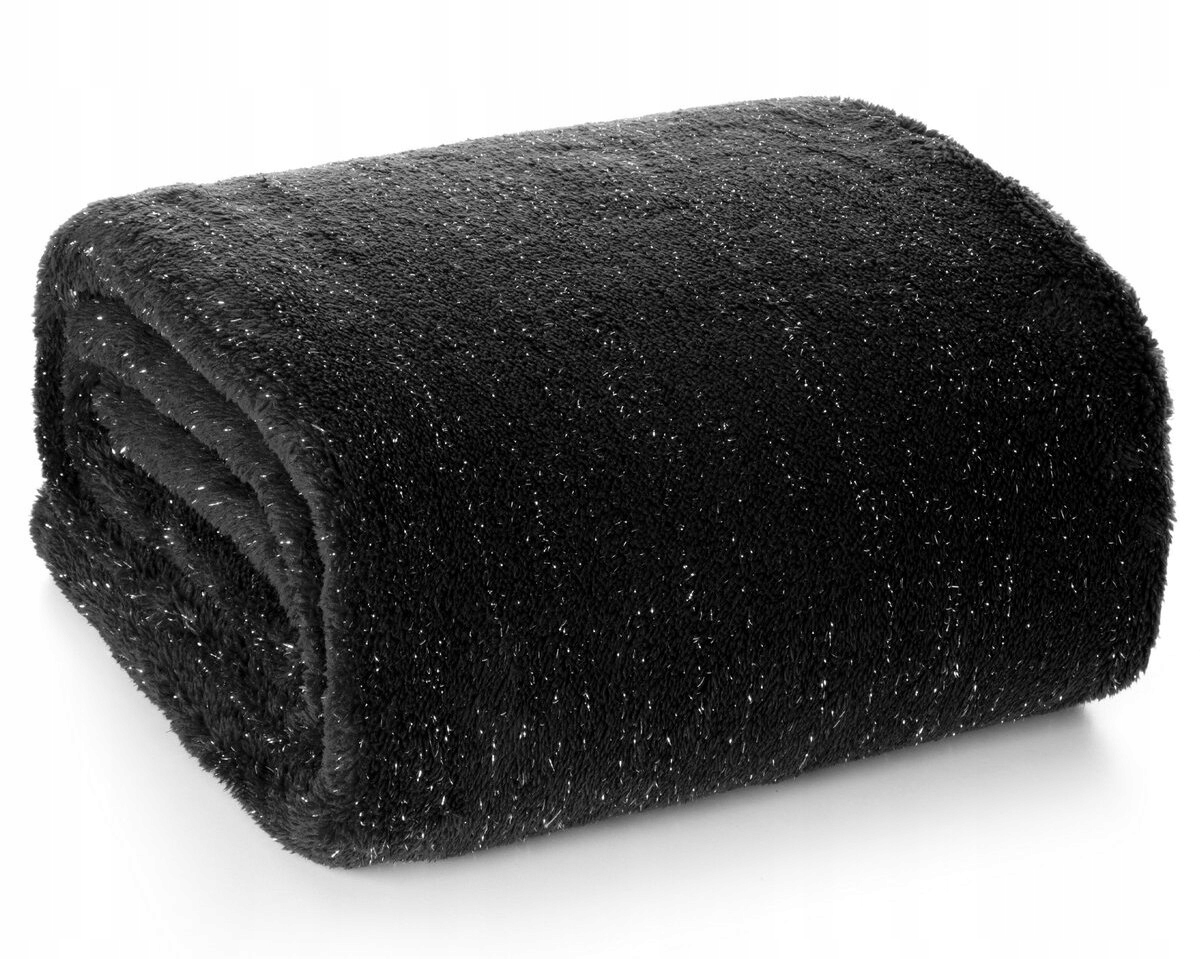 Koc narzuta mięciutki gruby 150 cm x 200 cm czarny - obrazek 9