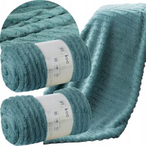 Komplet na kanapę i dwa fotele koc 170x210 + 2 x 70x160 miętowy