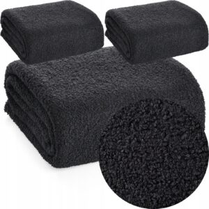 Zestaw koc narzuta na kanapę 170x210 + 2 fotele 70x160 czarny