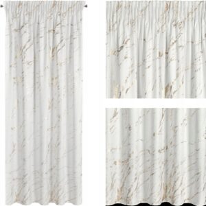 Zasłona gotowa welwetowa biały szampan z nadrukiem 140x270 taśma