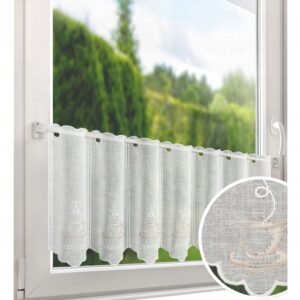 FIRANA DO KUCHNI KOLOR NATURA+BEŻ HAFT WYS 40 CM ZAZDROSTKA