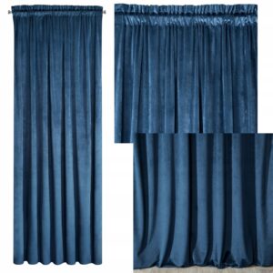 Mięciutka zasłona welwetowa taśma 140x270 granat