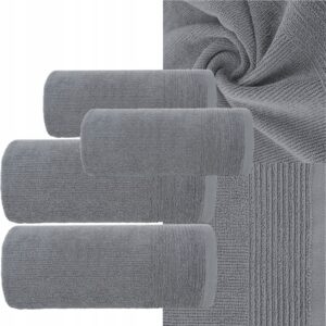 Ręcznik 2 x 50x90cm + 2 x 70x140cm 500g bawełna zestaw srebrny