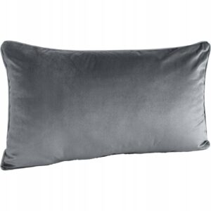 Poduszka z wypełnieniem welwetowa z ozdobną lamówką 30x50 grafitowa