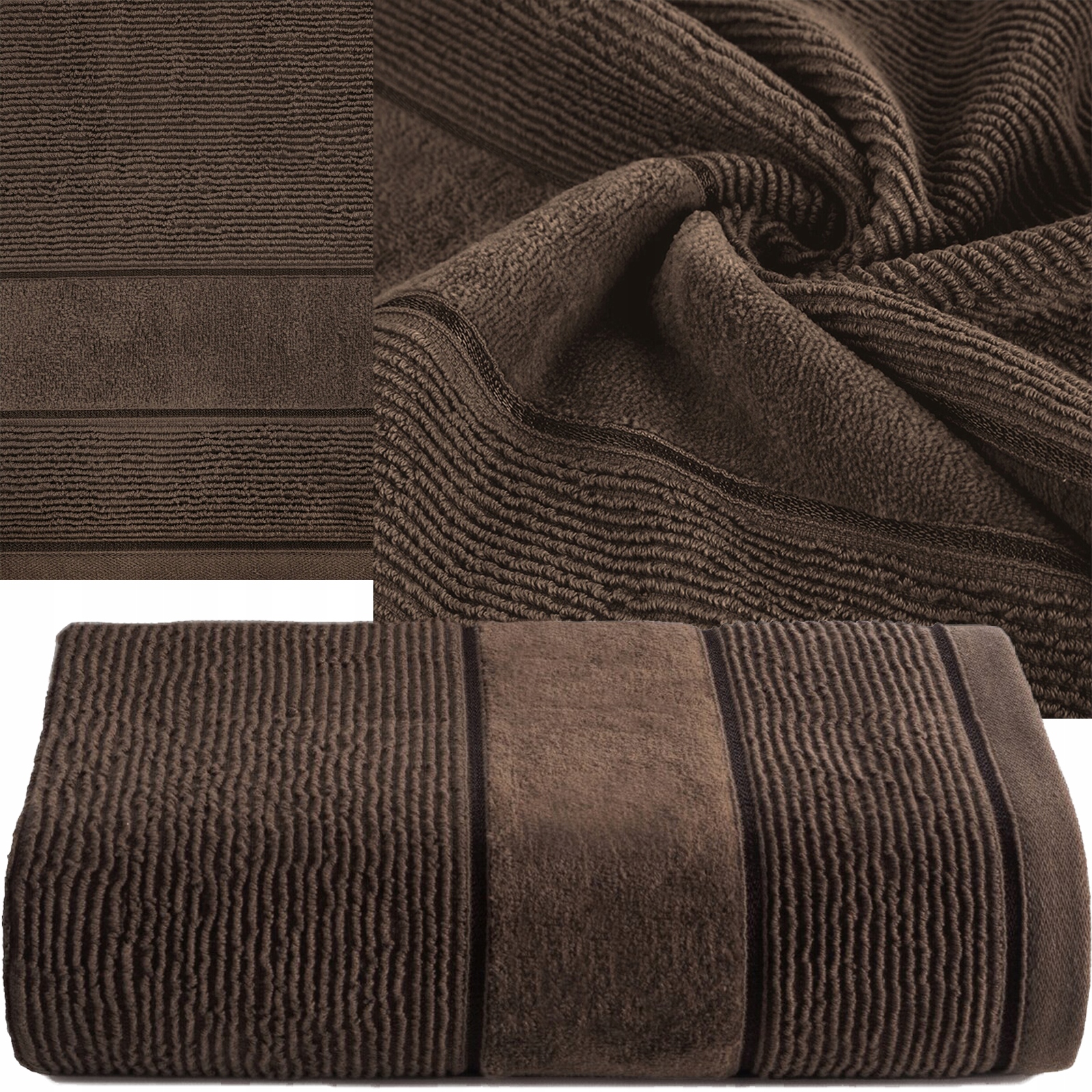 Ręcznik kąpielowy 70x140cm 500 gsm bawełna miękki chłonny brąz - obrazek 4