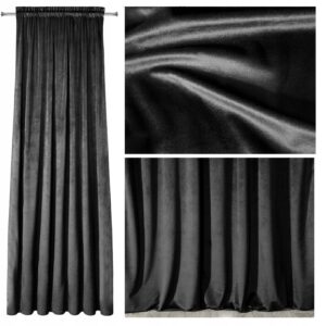 Mięciutka zasłona welwetowa taśma 140x270 czarny