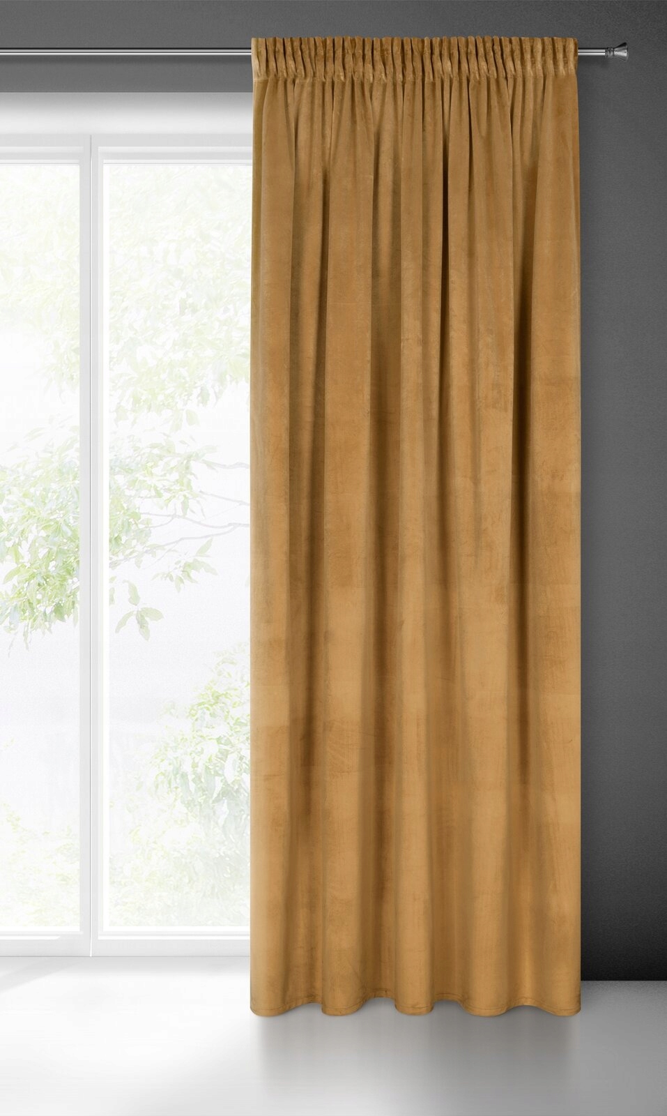 Mięciutka zasłona welwetowa taśma 140x270 miodowa - obrazek 7