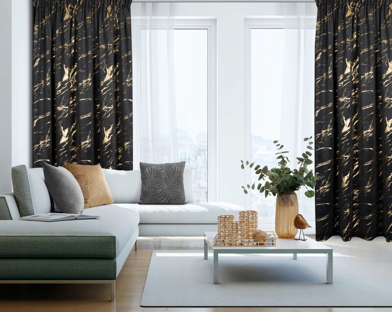 Zasłona Molly czarny szampan 140x270 Eurofirany taśma - obrazek 2