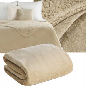 Koc narzuta dwustronny PREMIUM 200 x 220cm jasny beż