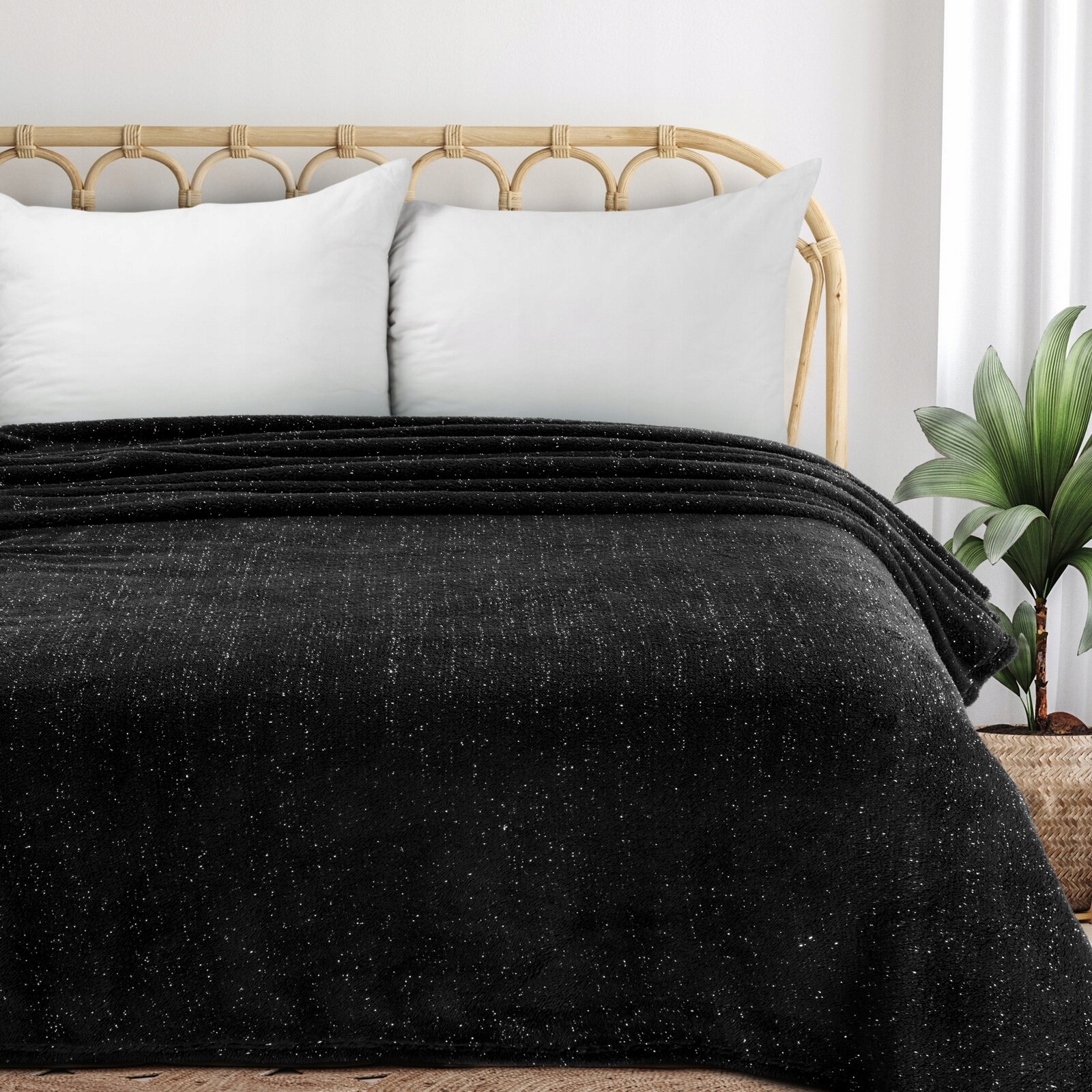 Koc narzuta mięciutki gruby 150 cm x 200 cm czarny - obrazek 14