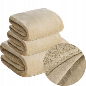 Koc narzuta na kanapę i fotele PREMIUM 170 x 210cm + 2x 70x160 cm jasny beż