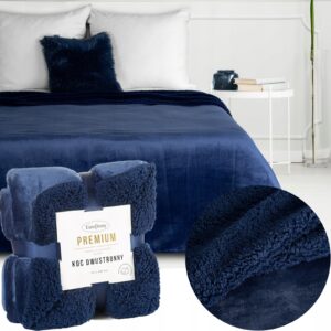 Prezent Koc narzuta dwustronny PREMIUM 200 x 220cm GRANATOWY