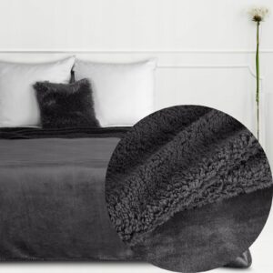 Koc narzuta dwustronny PREMIUM 200 x 220cm stalowy