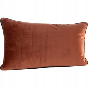 Poduszka z wypełnieniem welwetowa z ozdobną lamówką 30x50 ceglany