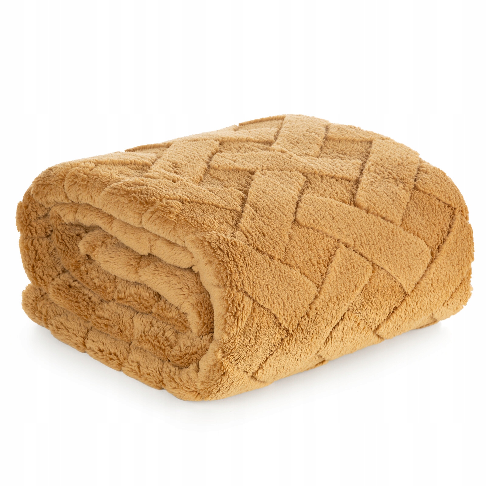 Koc narzuta 200x220 miodowy gruby mięciutki puszysty - obrazek 11