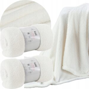 Komplet na kanapę i dwa fotele koc 170x210 + 2 x 70x160 biały typ flano