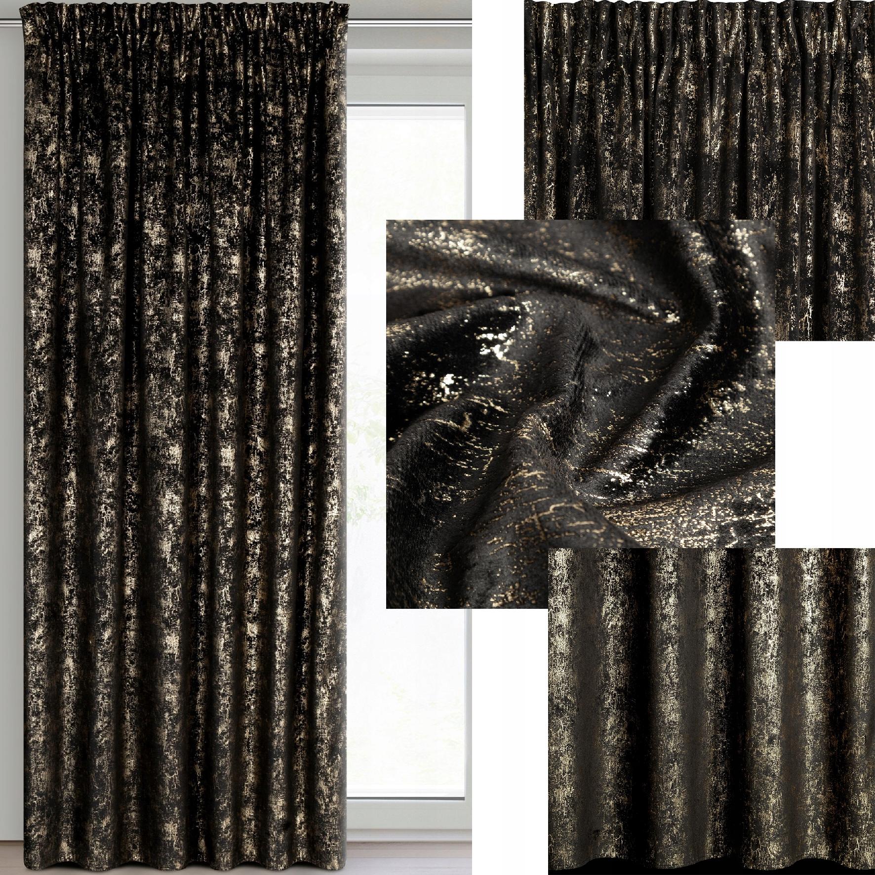 Zasłona 140X270 czarna welwetowa z nadrukiem taśma - obrazek 13