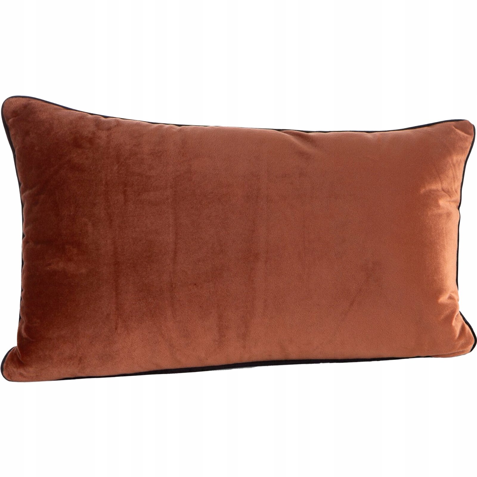 Poduszka z wypełnieniem welwetowa z ozdobną lamówką 30x50 ceglany - obrazek 2