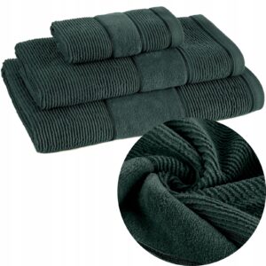 Ręcznik kąpielowy bawełna miękki chłonny c.zielony zestaw 3 szt prezent