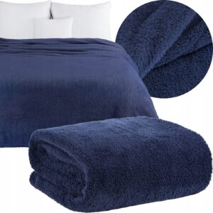 Mięciutki koc narzuta 200x220 granat