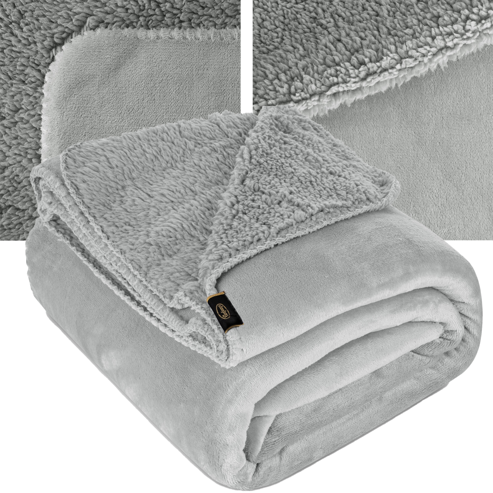 Koc narzuta dwustronny PREMIUM 150 x 200cm srebrny - obrazek 8