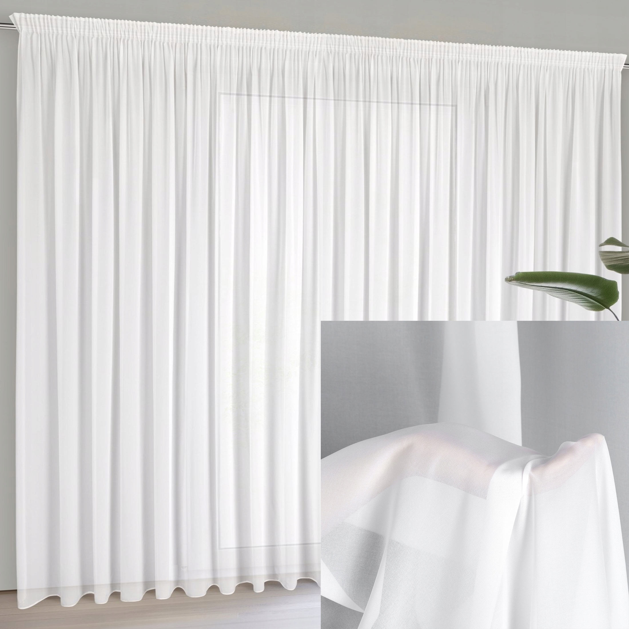 Firana gotowa biała 400x270 taśma szyfon bez prasowania - obrazek 11